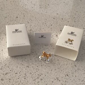 Swarovski Gold and Clear Crystal Bow Jewelry